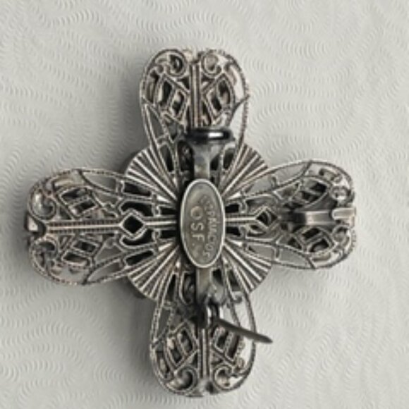 Vintage Liz Palacios clear rhinestone brooch/pendant - Picture 4 of 5